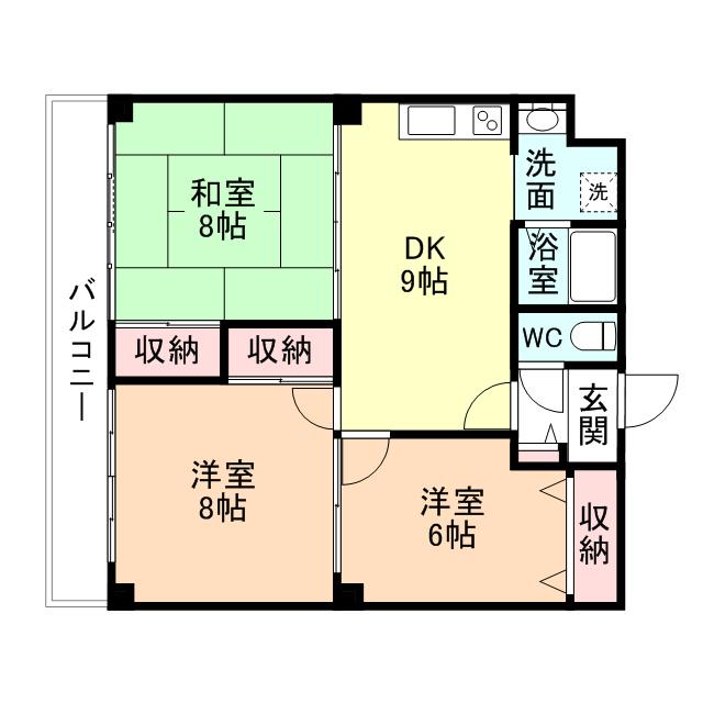 レジデンス新川原(3LDK/5階)の間取り写真