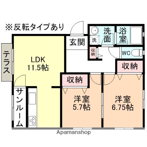 T-スクエアC(2LDK/1階)の間取り写真