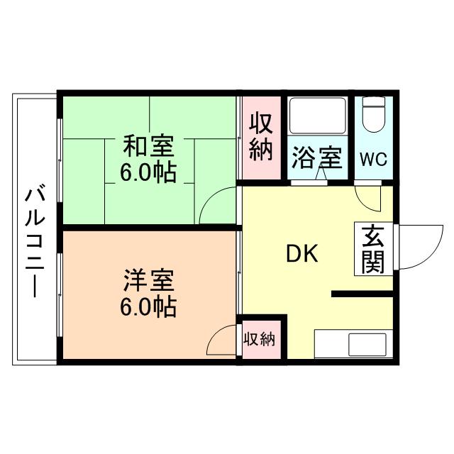 TOAマンション(2DK/2階)の間取り写真
