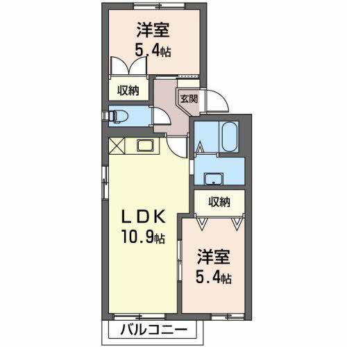 リモージュ若林(2LDK/2階)の間取り写真