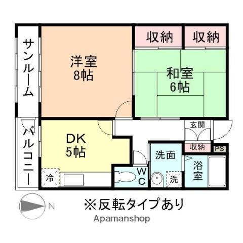 サンポート八日町(2DK/1階)の間取り写真
