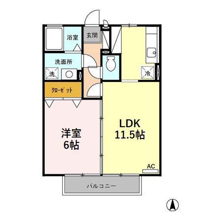 セジュール・ヒロ(1LDK/2階)の間取り写真