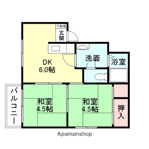 マンションリトルK(2DK/2階)の間取り写真