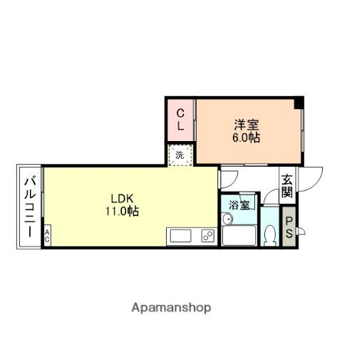 桑島ビルA(1LDK/3階)の間取り写真