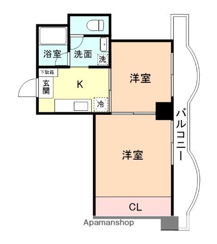 キャピタル平安(2K/2階)の間取り写真