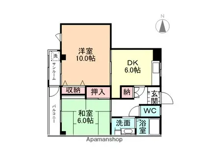 シャトーメディカマン(2DK/4階)の間取り写真