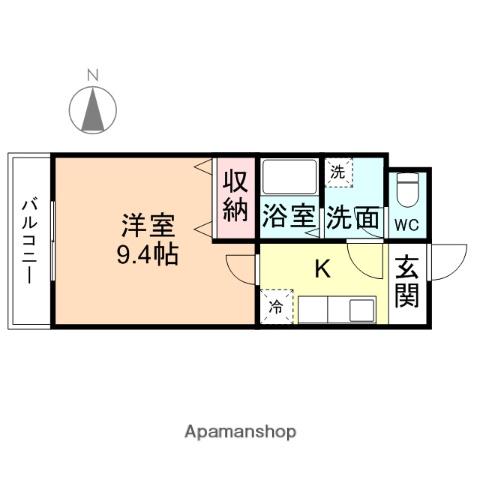 サンライズ朝陽(1K/1階)の間取り写真