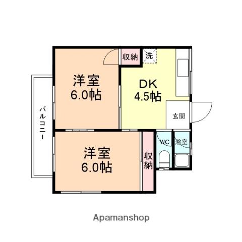 木村マンション(2DK/2階)の間取り写真