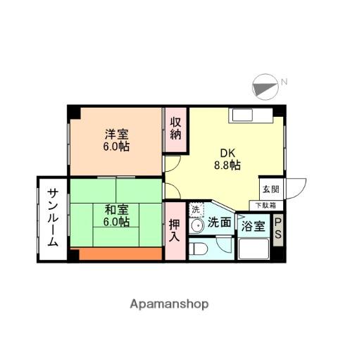グリーンヒルズ(2DK/1階)の間取り写真