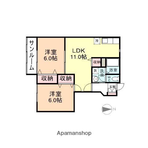 ヴィラ・アエロポールⅢ(2LDK/1階)の間取り写真