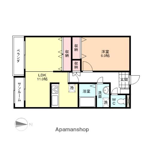 ヴィーア・ラッテアⅠ(1LDK/5階)の間取り写真