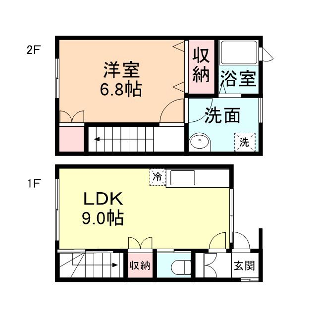 ガーデンヒル上冨居Ⅱ(1LDK/1階)の間取り写真