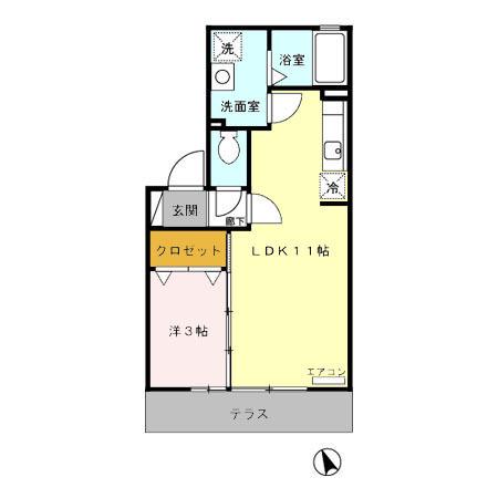 グレース婦中(1LDK/1階)の間取り写真