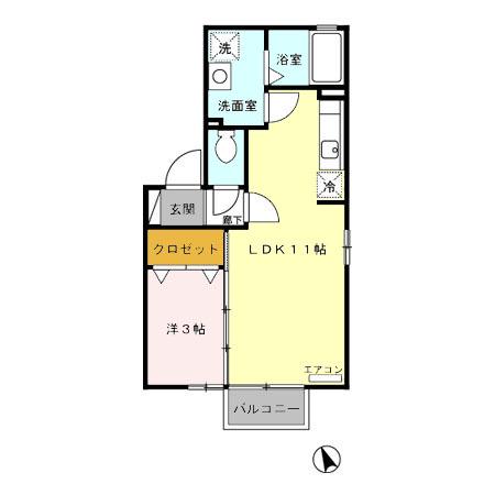 グレース婦中(1LDK/2階)の間取り写真