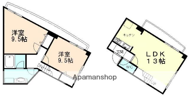 ヴィベール磯部(2LDK/3階)の間取り写真