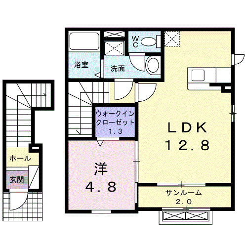 ストラテジー(1LDK/2階)の間取り写真