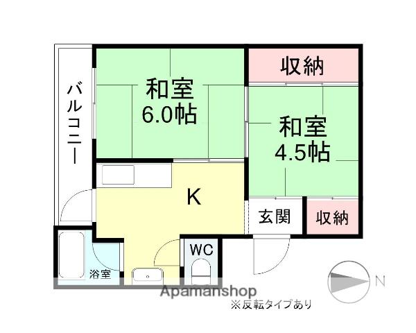 サクラハウス大沢野(2K/4階)の間取り写真