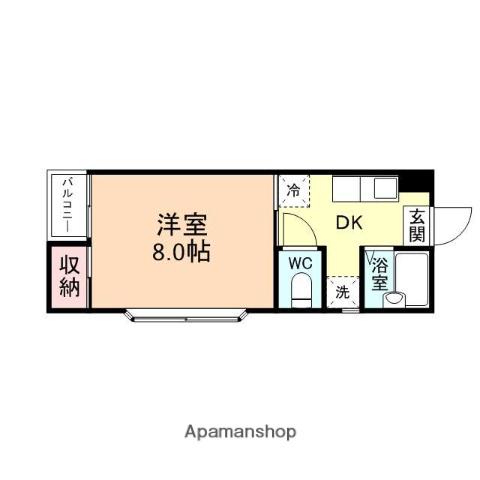 富山地鉄富山市内線 富山駅駅 徒歩28分 3階建 築31年(1DK/1階)の間取り写真