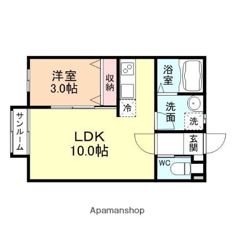 SHINE SQUARE(1LDK/1階)の間取り写真