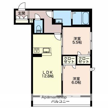 セントリビエ(2LDK/3階)の間取り写真