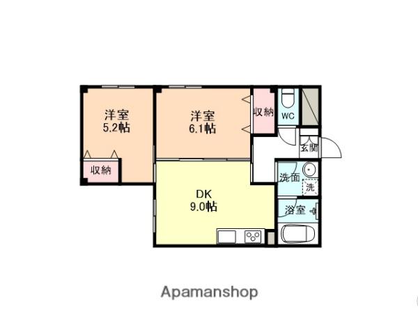 南布瀬ハウス(2DK/1階)の間取り写真