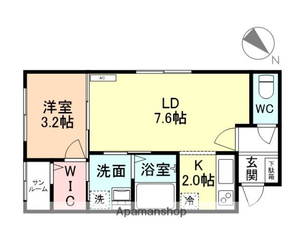 FORTUNA(1LDK/2階)の間取り写真