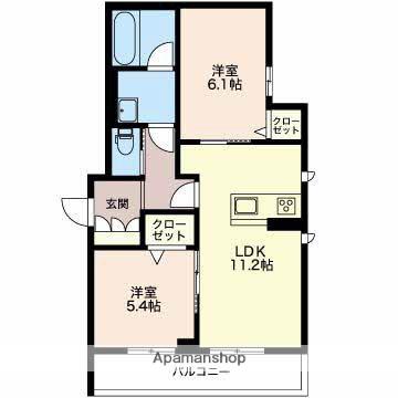 アンビシア南掛尾(2LDK/2階)の間取り写真