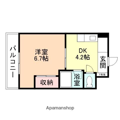 スローブハイム(1DK/1階)の間取り写真