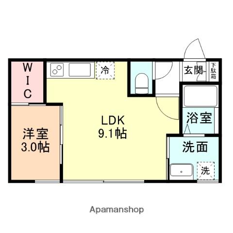 INTEGRAL上袋Ⅱ(1LDK/1階)の間取り写真