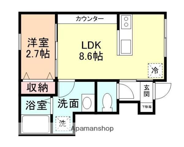 ハニエルⅤ(1LDK/1階)の間取り写真