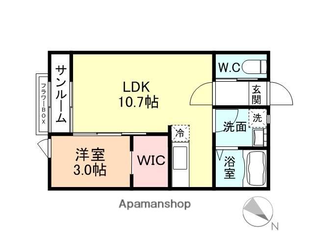 RITOMICO C棟(1LDK/2階)の間取り写真