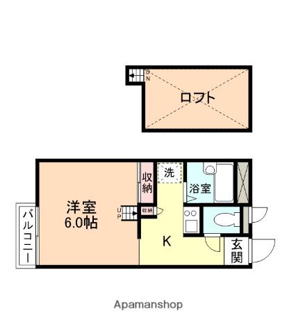 CLASSIC富岡(1K/1階)の間取り写真