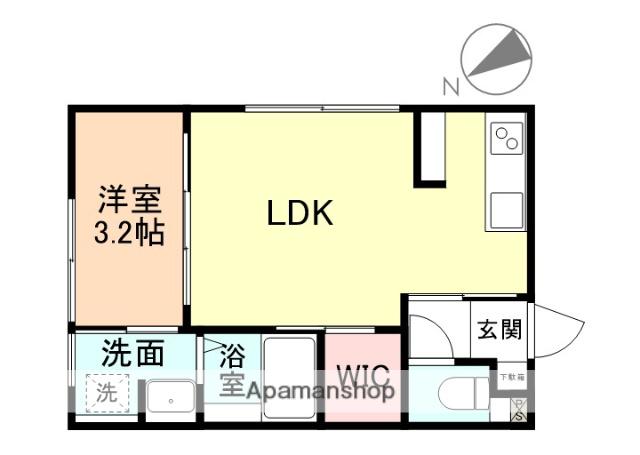 インテグラルイースト富山B棟(1LDK/1階)の間取り写真