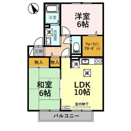 フォレストA棟(2LDK/2階)の間取り写真