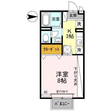 セジュール華(1K/1階)の間取り写真