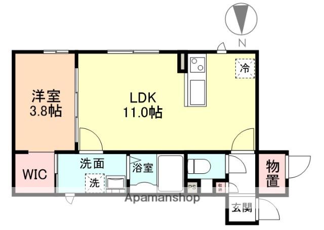 グランスイート森 A棟(1LDK/1階)の間取り写真