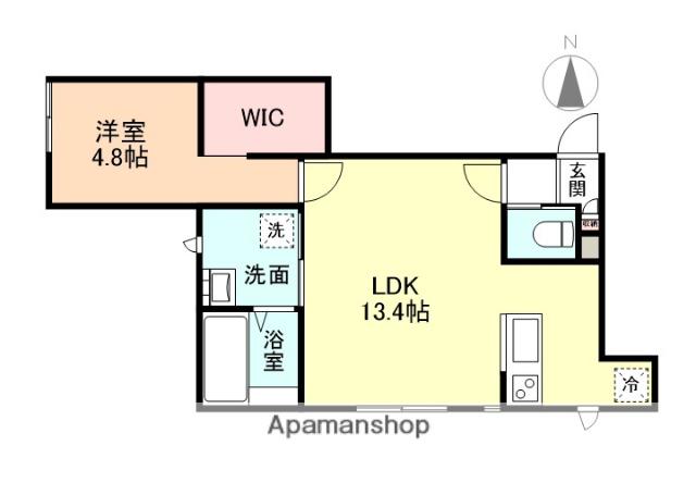 グランスイート森 A棟(1LDK/2階)の間取り写真