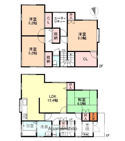 富山地鉄富山港線 インテック本社前駅 徒歩7分 2階建 築30年(4LDK)の間取り写真