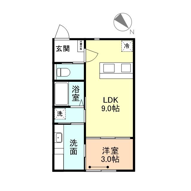 ONE-LEAF CLOVER(1LDK/2階)の間取り写真