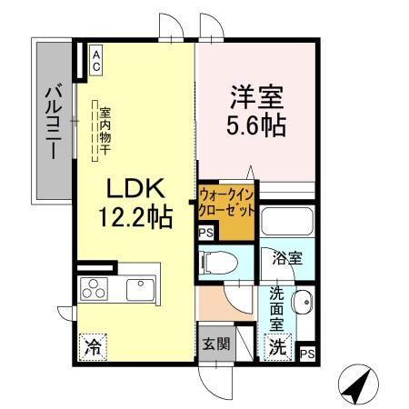 DーGRANDE下轡田 E(1LDK/2階)の間取り写真