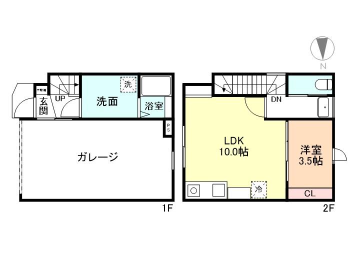 ガレッジ花園町(1LDK/1階)の間取り写真