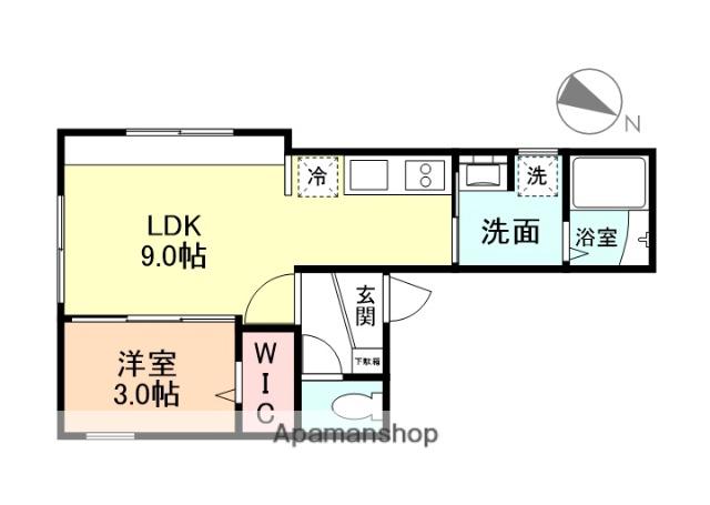 INTEGRAL 中川原(1LDK/2階)の間取り写真