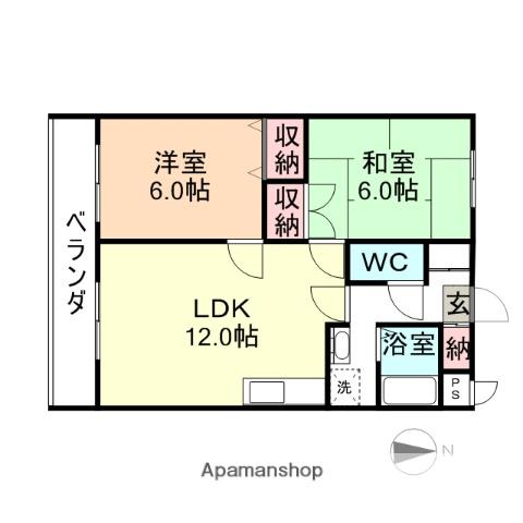 フェール・メゾンFUJINAGA B棟(2LDK/2階)の間取り写真