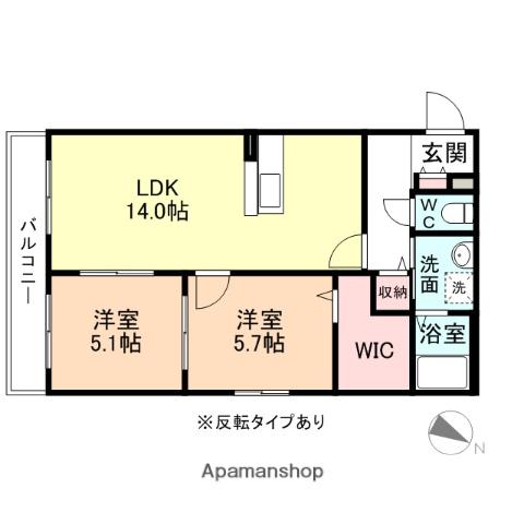ハートフル ウィステリア(2LDK/1階)の間取り写真