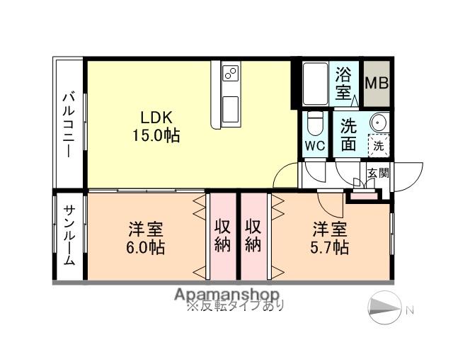 パークサイド冨居(2LDK/1階)の間取り写真