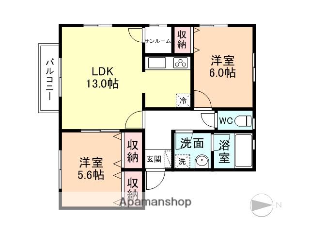 T-スクエアD(2LDK/1階)の間取り写真