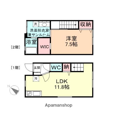 FLATS B(1LDK/1階)の間取り写真
