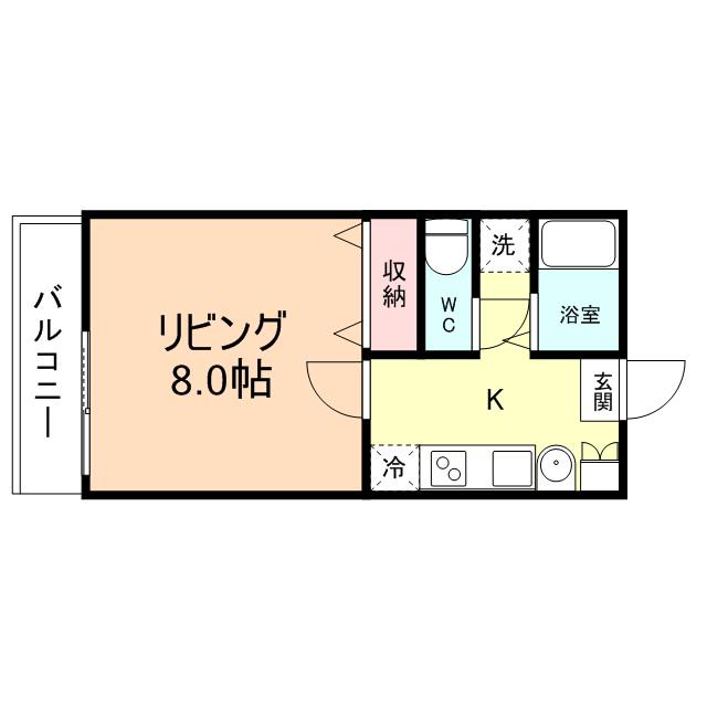 ピュアハイツ桜谷(1K/2階)の間取り写真