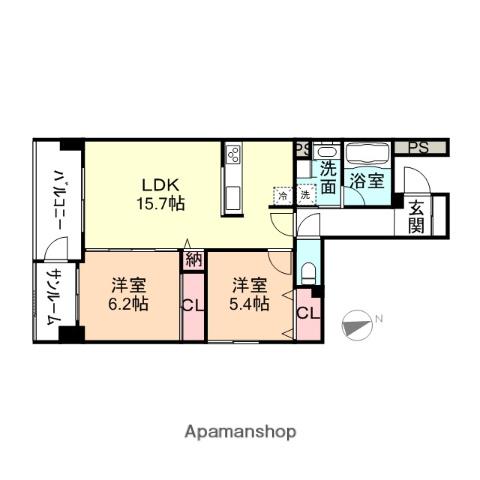 シェモア丸の内(2LDK/3階)の間取り写真
