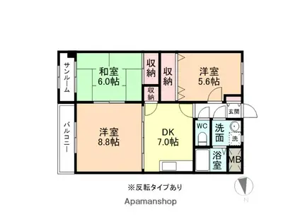 マスタッシュ堀川(3DK/3階)の間取り写真